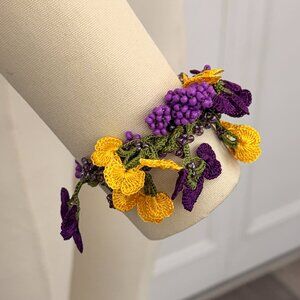 Traditional Turkish Collectable Oya Bracelet NWT Yellow & Violet